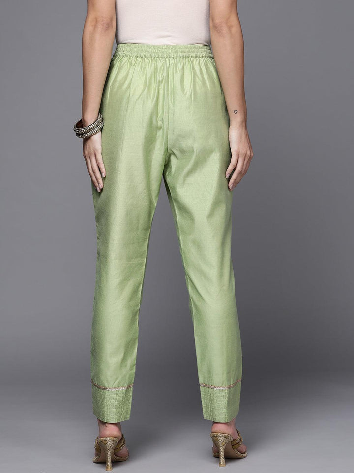 Green Solid Silk Trousers