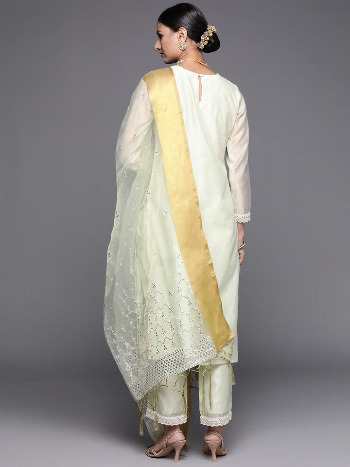 Green Yoke Design Chanderi Silk Straight Suit Set