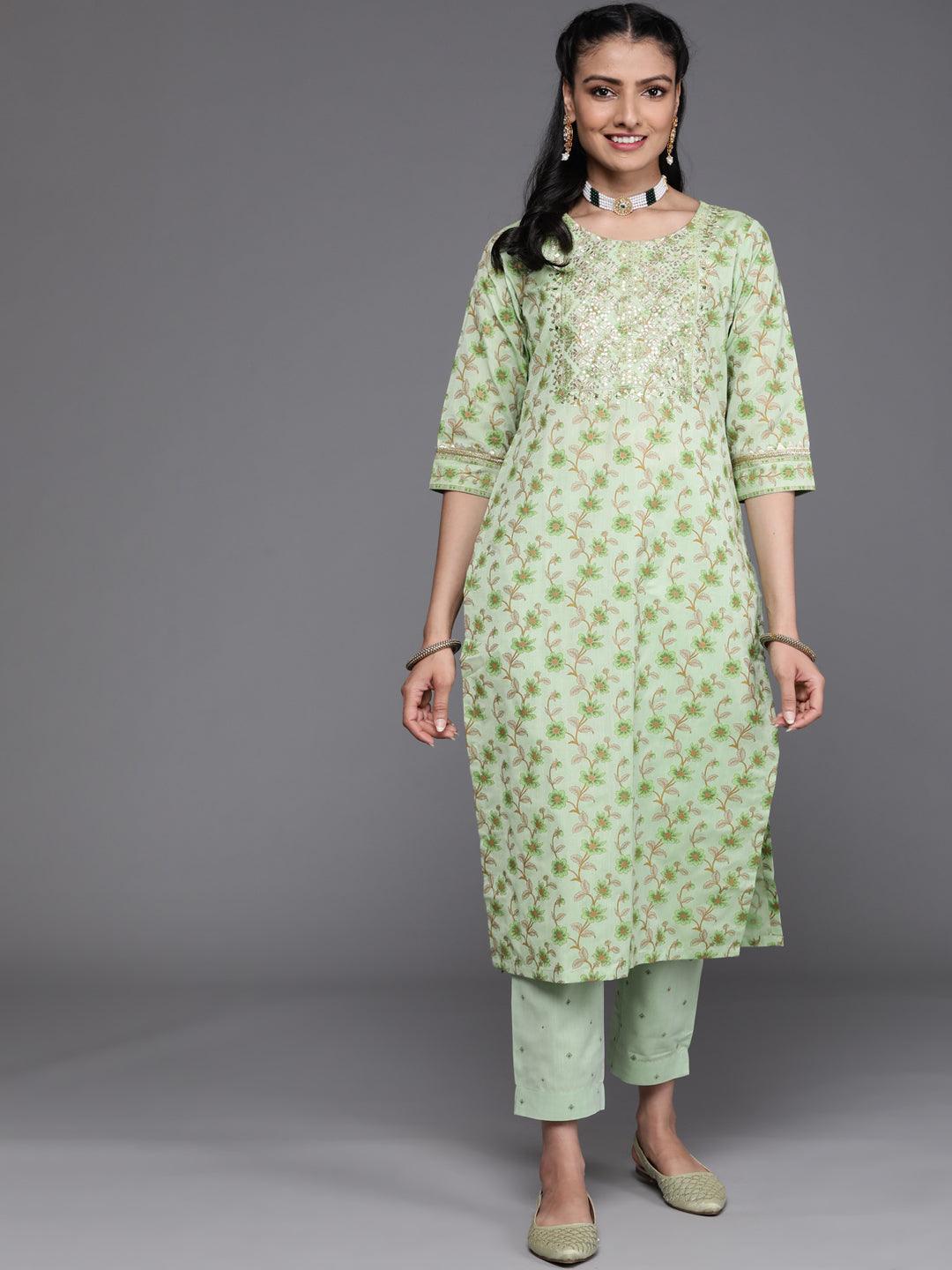 Green Yoke Design Cotton Silk Kurta - ShopLibas