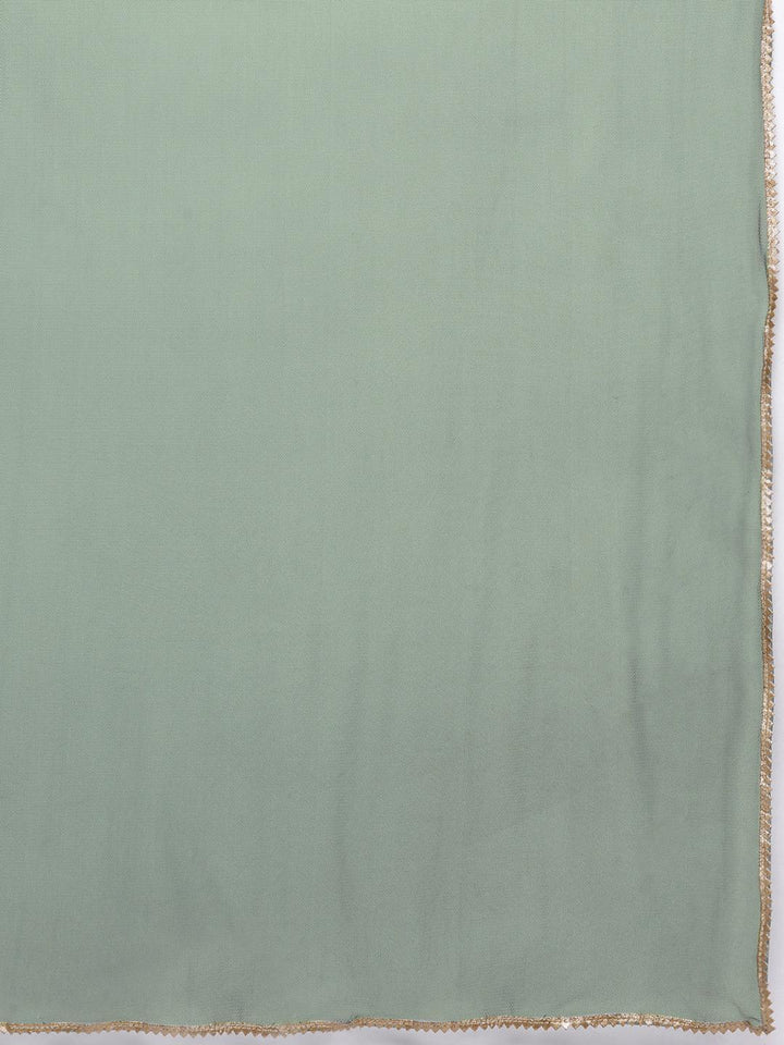 Green Yoke Design Rayon Anarkali Suit Set With Trousers