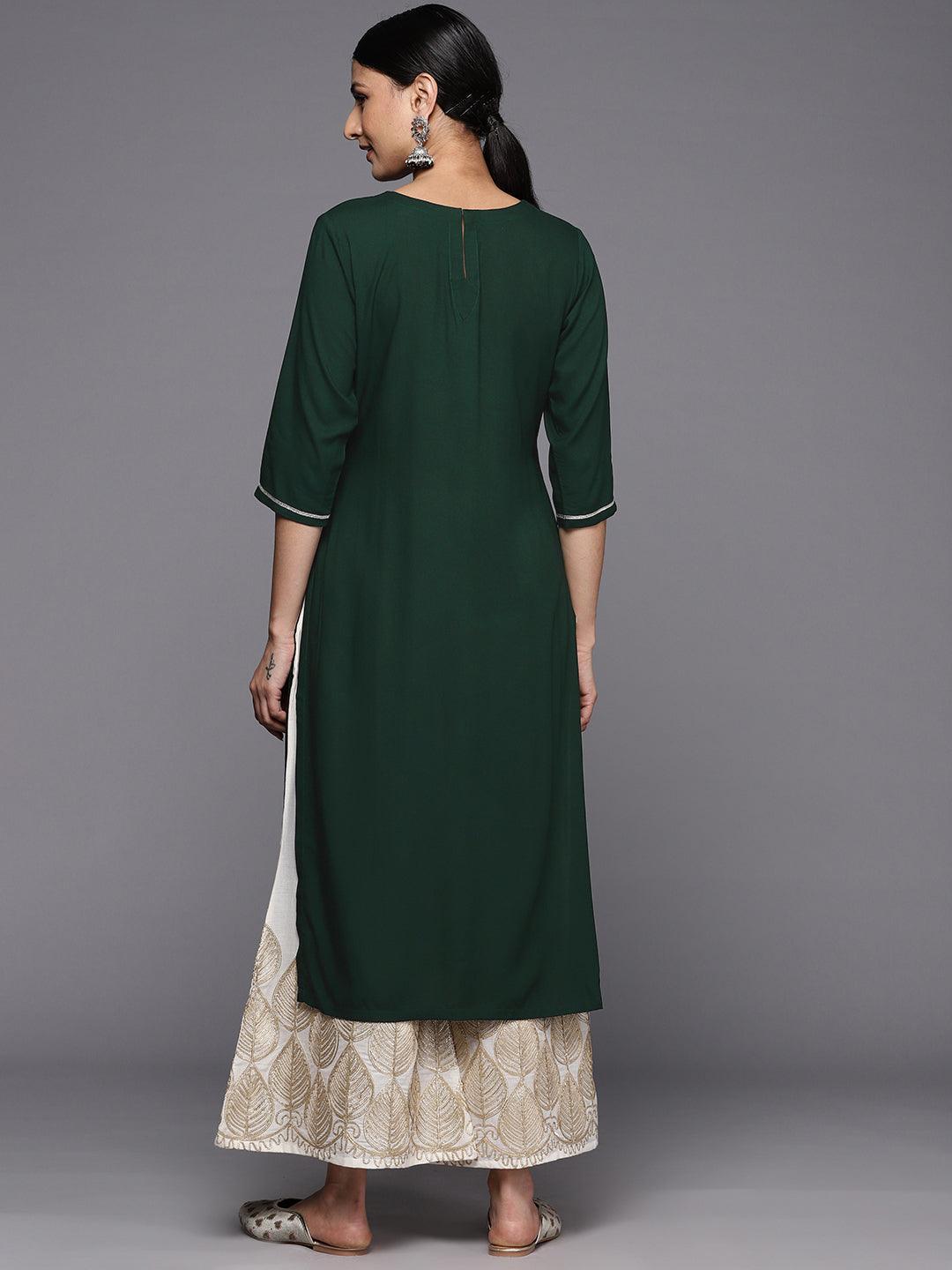 Green Yoke Design Rayon Straight Kurta - ShopLibas