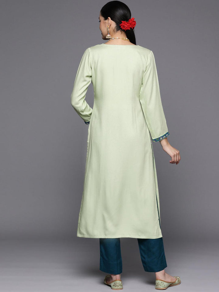 Green Yoke Design Wool Straight Kurta
