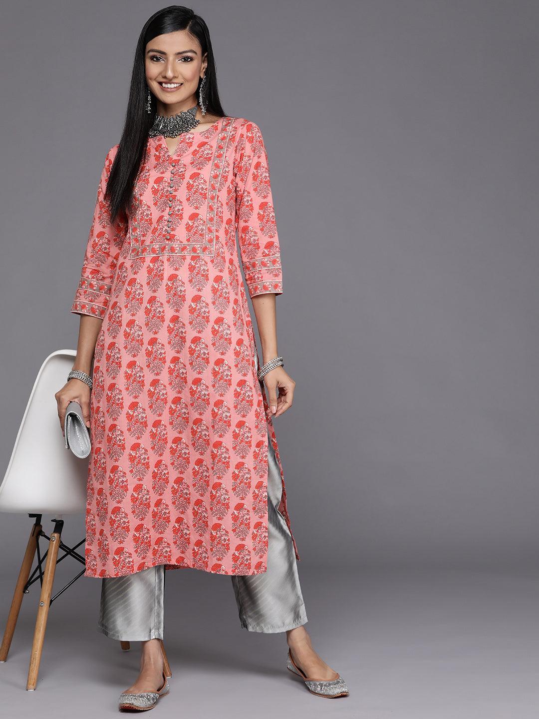 Grey Printed Silk Trousers - ShopLibas