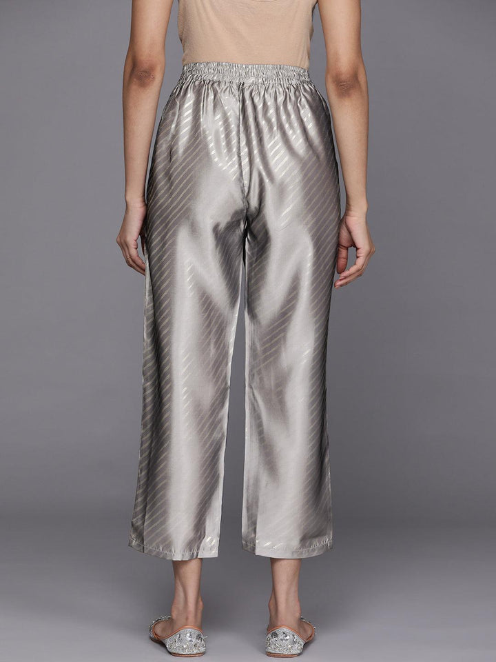 Grey Printed Silk Trousers