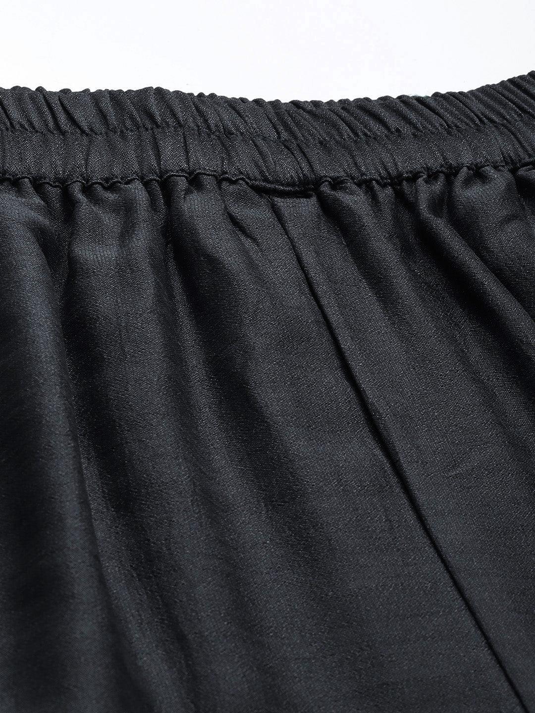 Grey Solid Silk Blend Trousers - Libas