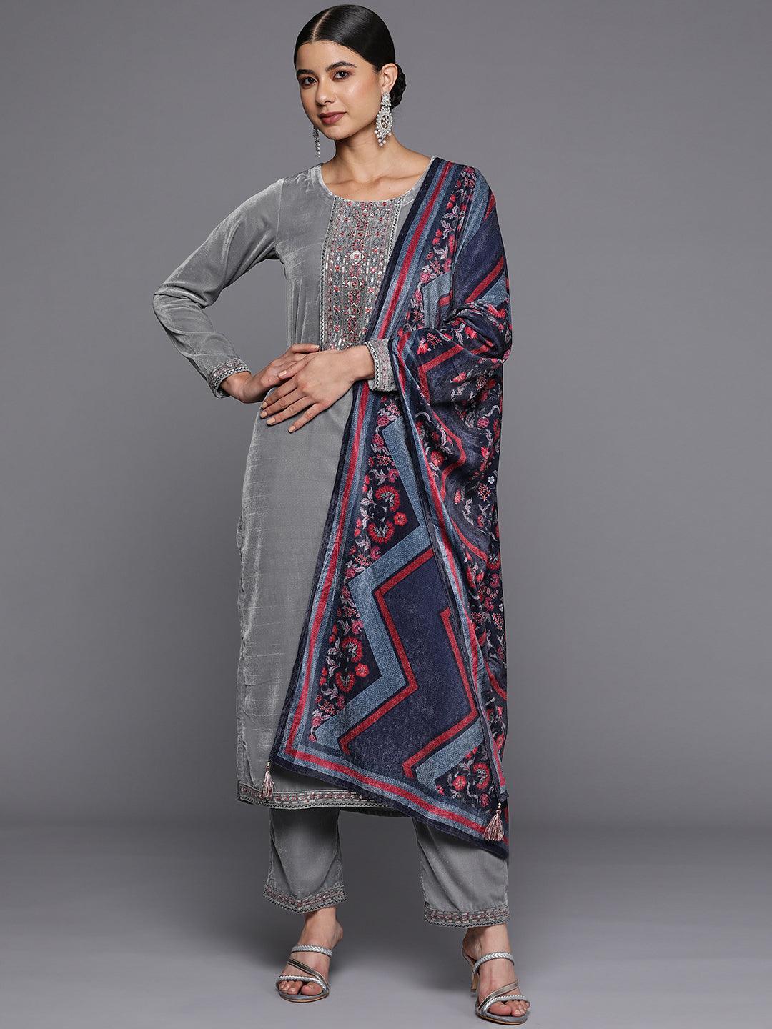 Black Yoke Design Cotton Straight Suit Set With Salwar