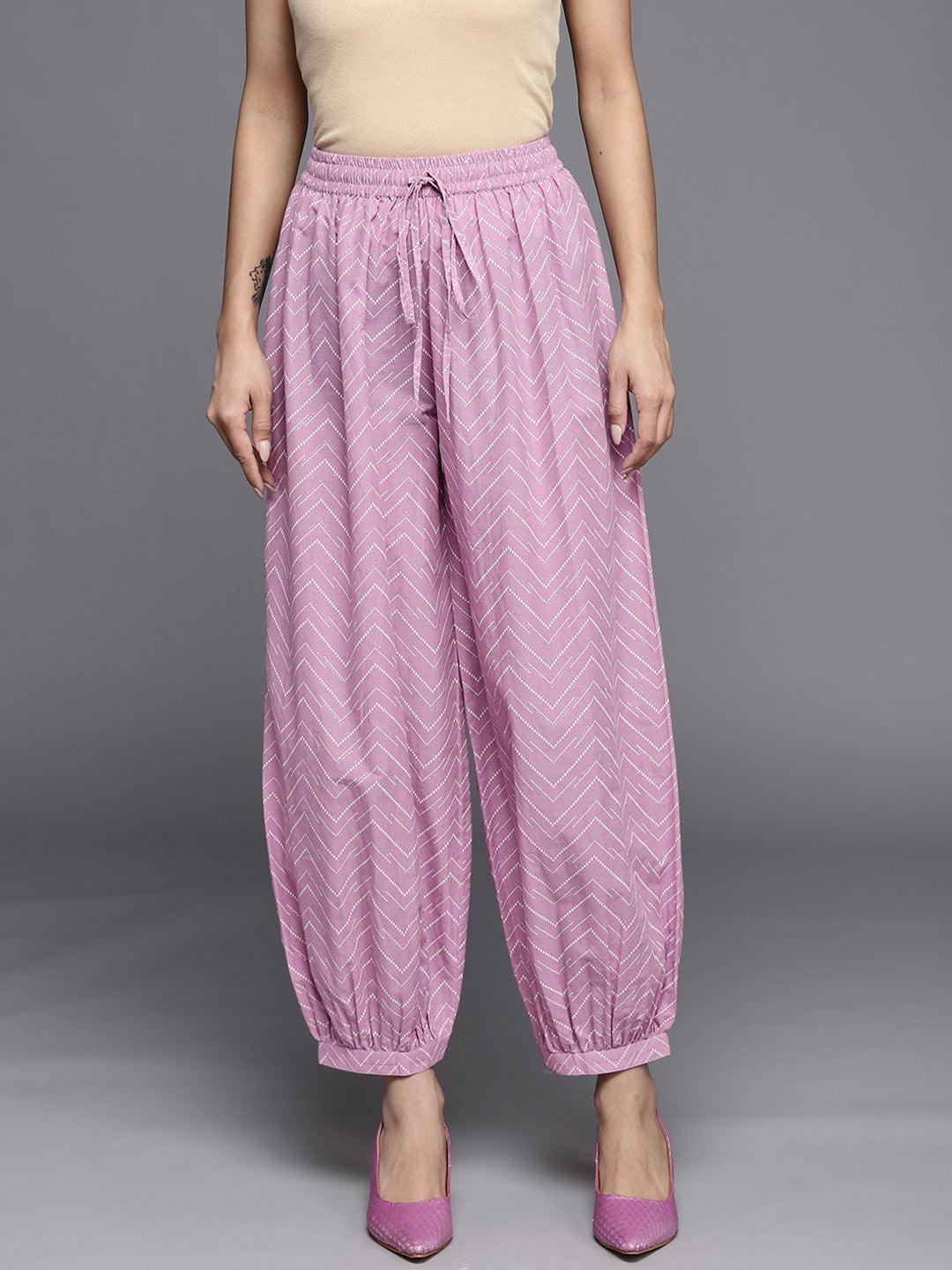 Lavender Printed Cotton Salwar Pants - ShopLibas