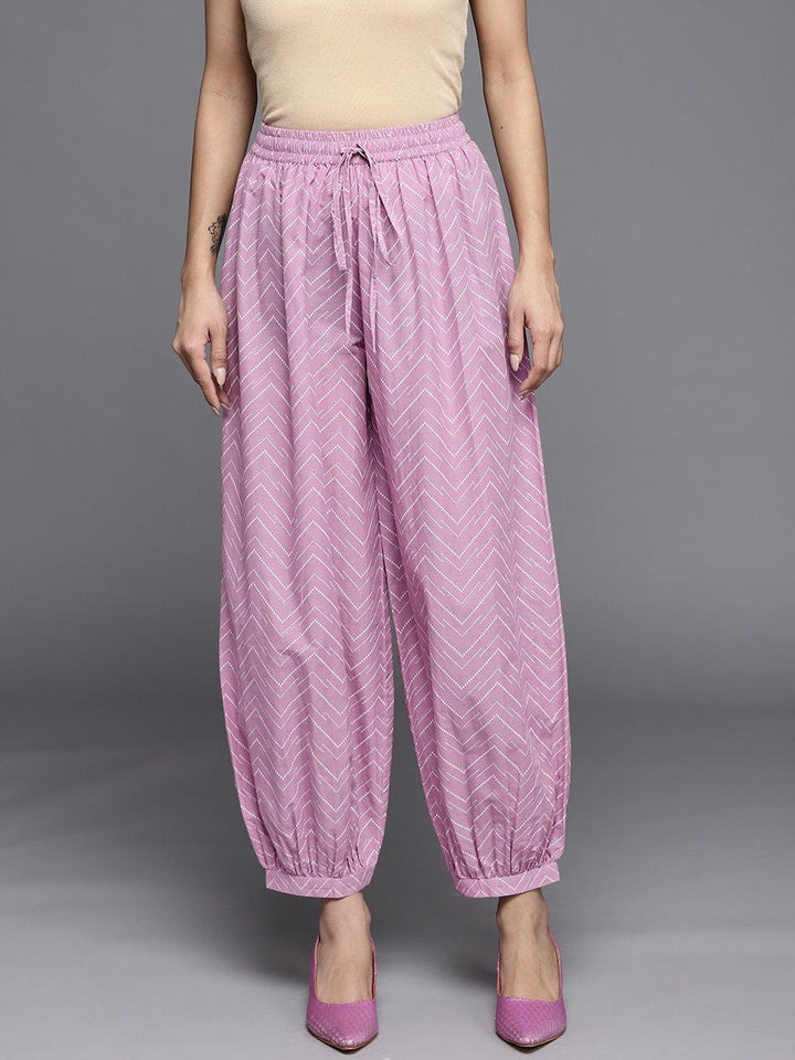 Lavender Printed Cotton Salwar Pants