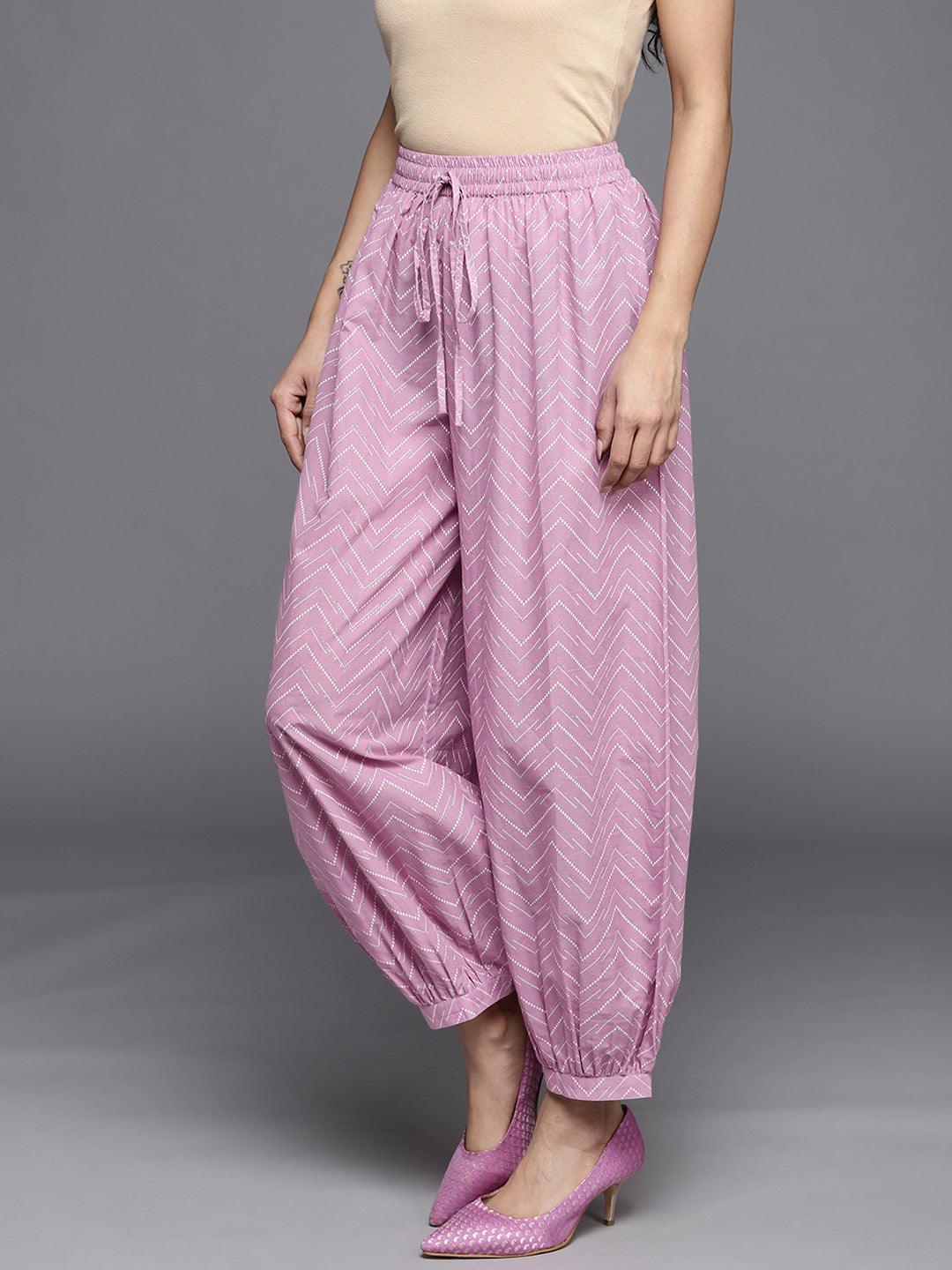 Lavender Printed Cotton Salwar Pants - ShopLibas