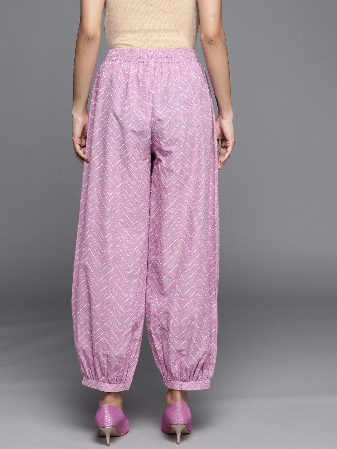 Lavender Printed Cotton Salwar Pants - ShopLibas