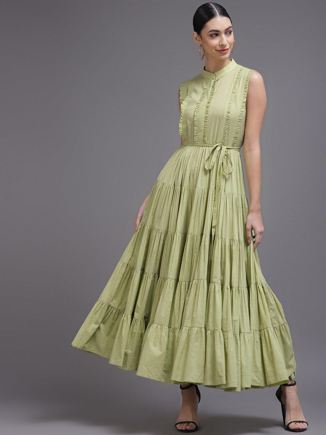 Lime Green Solid Cotton Dress Lime Green Solid Cotton Dress