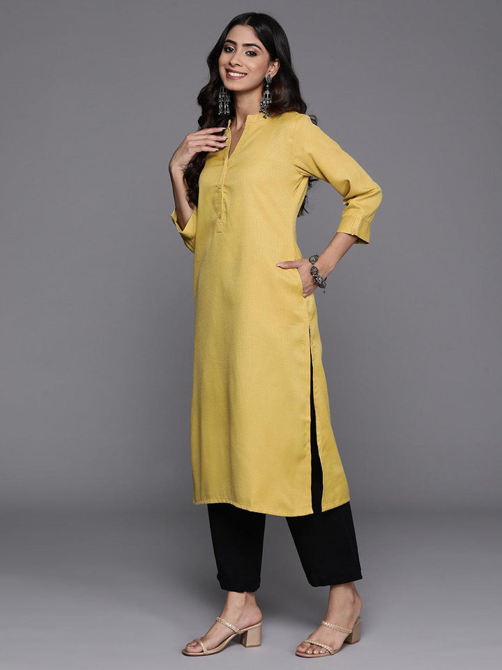 Lime Green Woven Design Rayon Straight Kurta