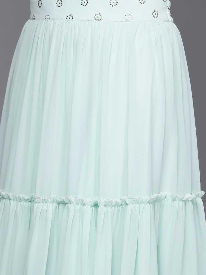 Blue Woven Design Georgette Lehenga Choli - ShopLibas