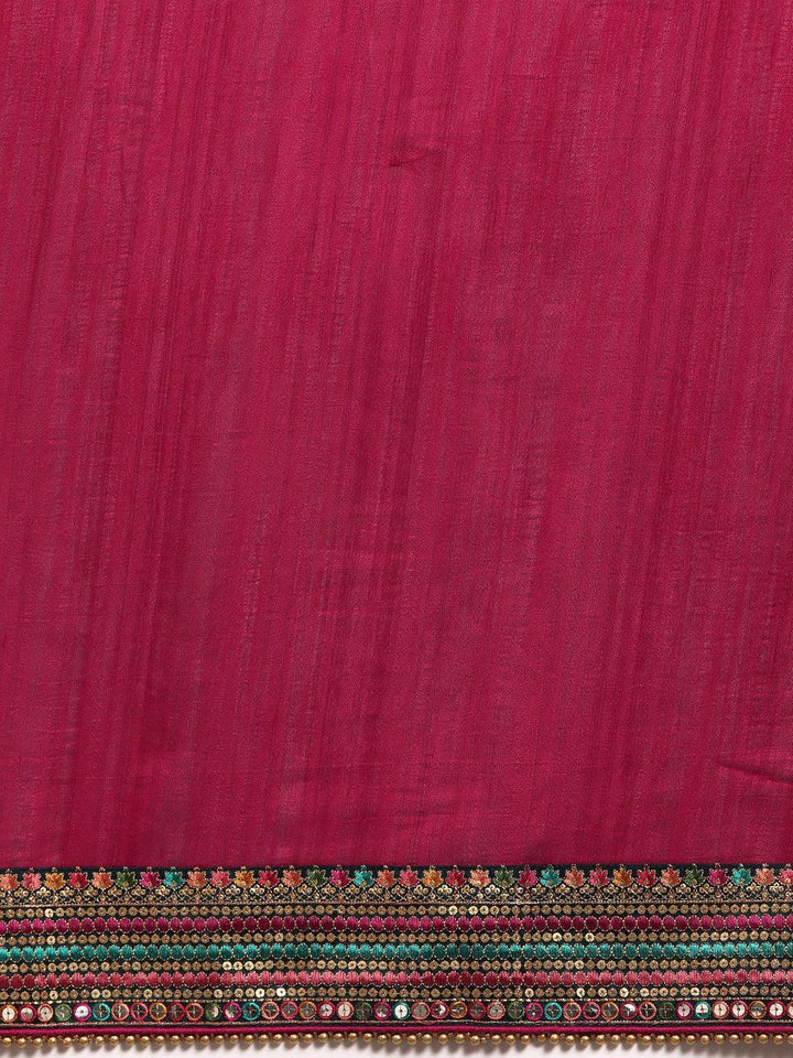Maroon Embroidered Silk Blend Saree