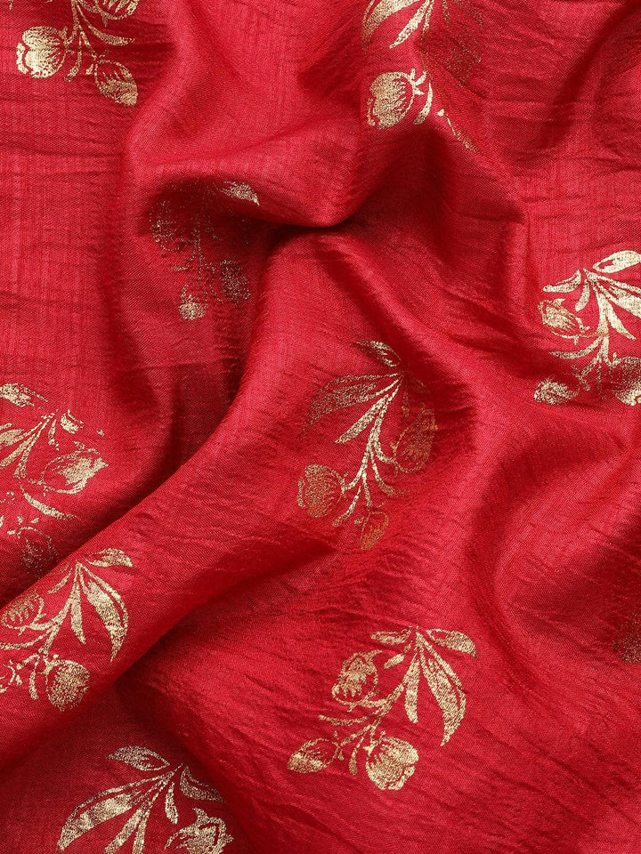 Maroon Printed Silk Blend Saree