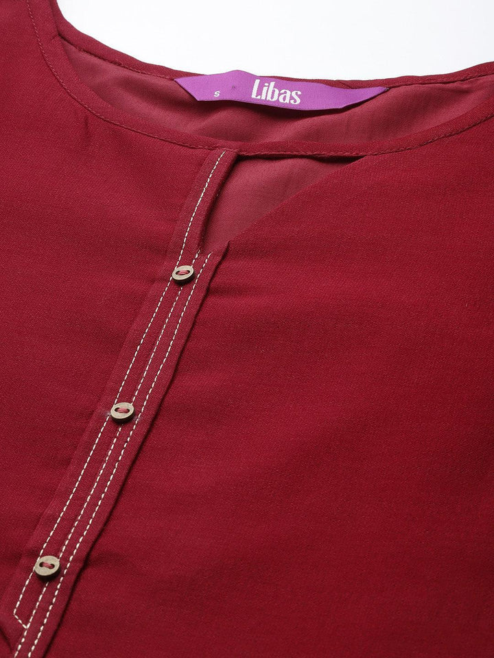 Maroon Solid Silk Kurta