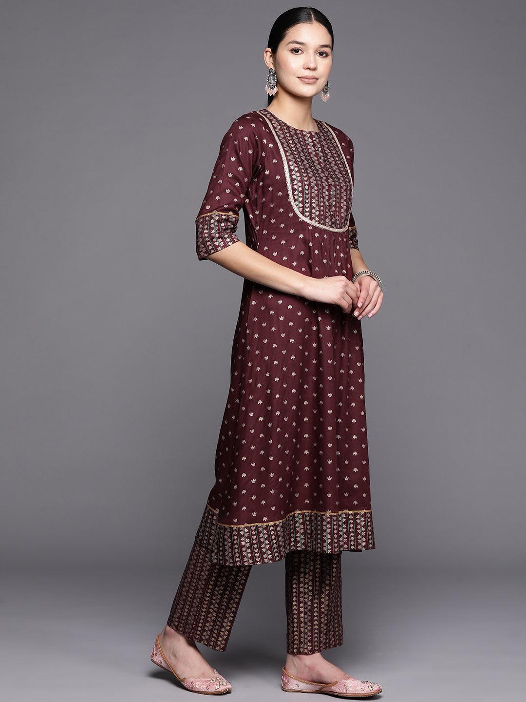 Maroon Yoke Design Rayon A-Line Kurta - ShopLibas