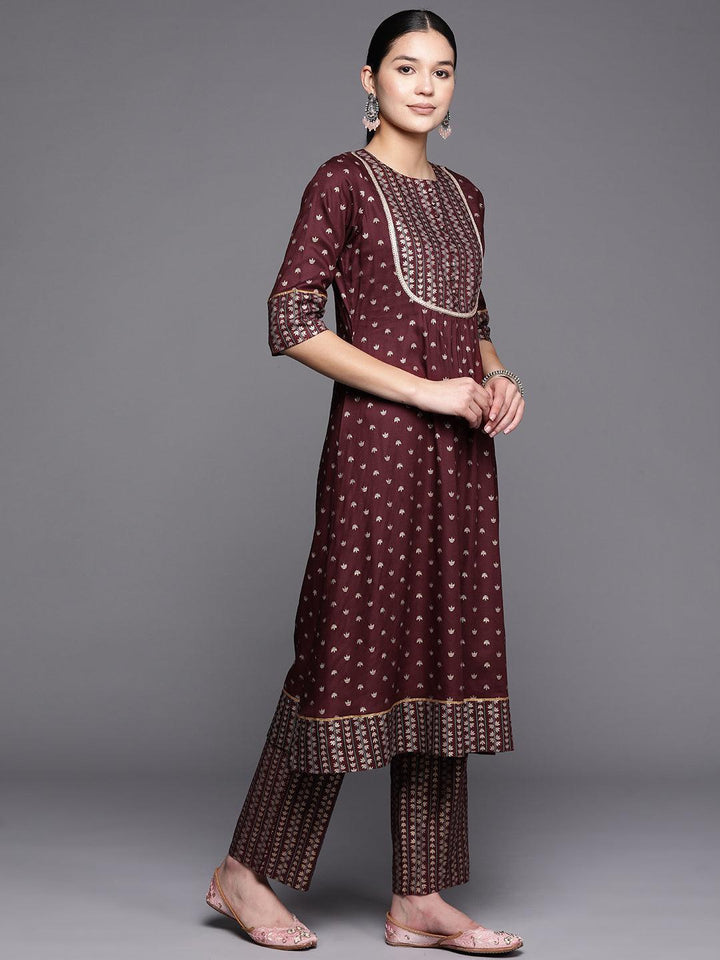 Maroon Yoke Design Rayon A-Line Kurta