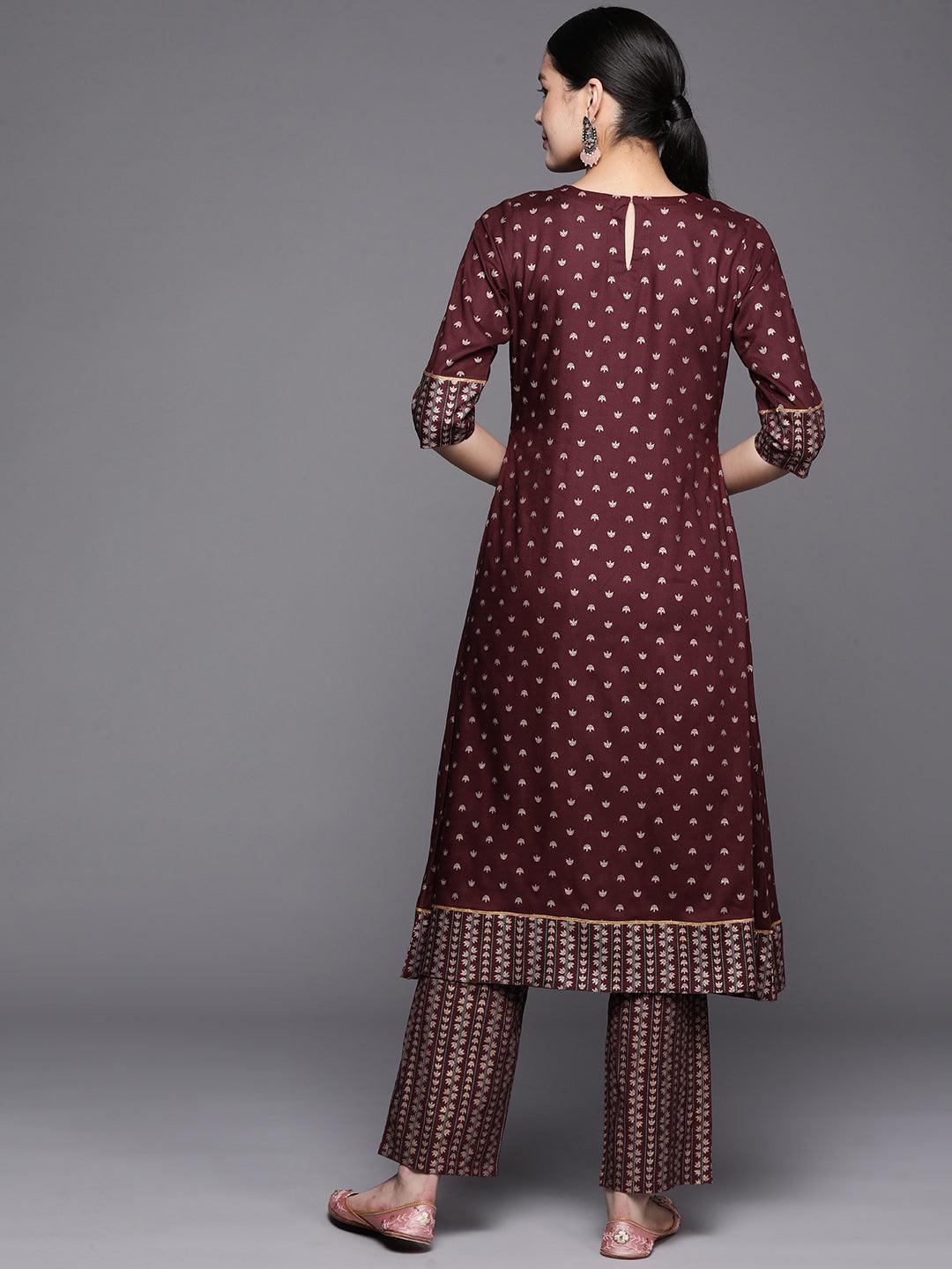 Maroon Yoke Design Rayon A-Line Kurta - ShopLibas