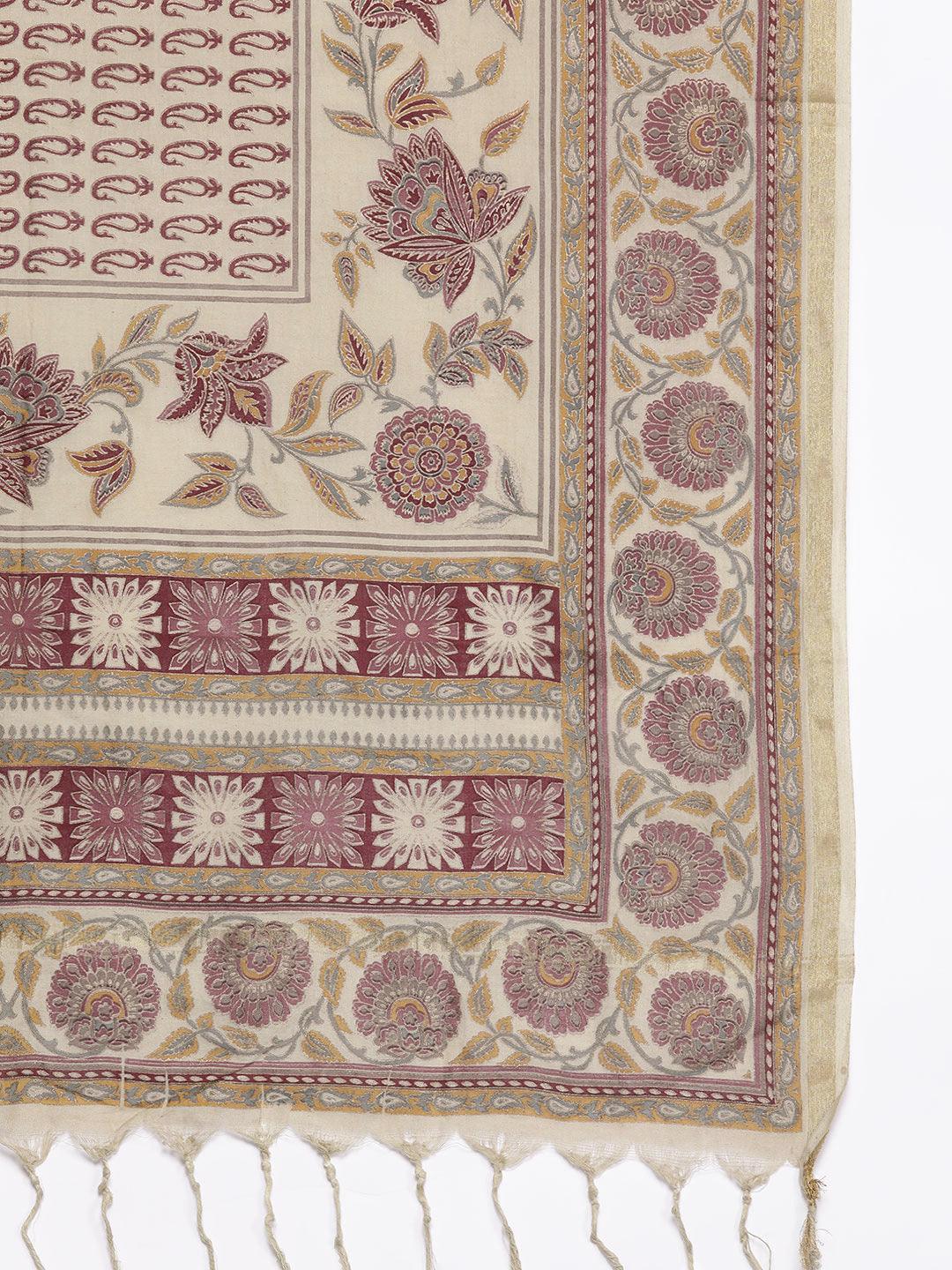 Maroon Yoke Design Silk Blend Straight Suit Set - ShopLibas