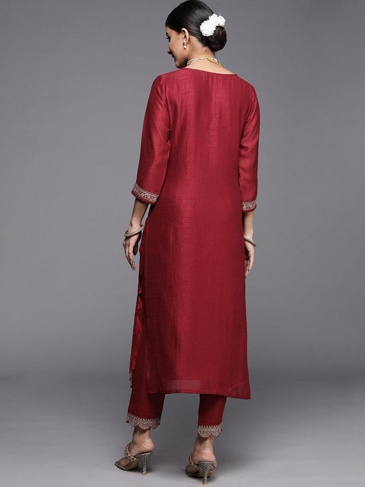 Maroon Yoke Design Silk Kurta