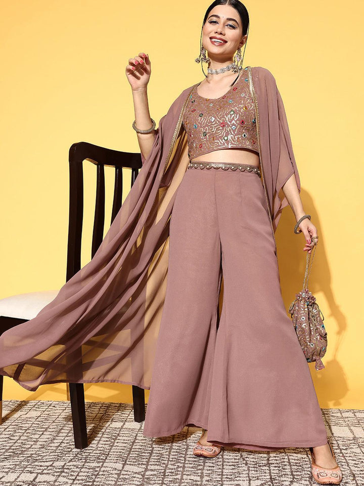Mauve Embellished Georgette Co-Ords