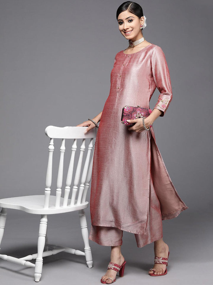 Mauve Solid Silk Palazzos