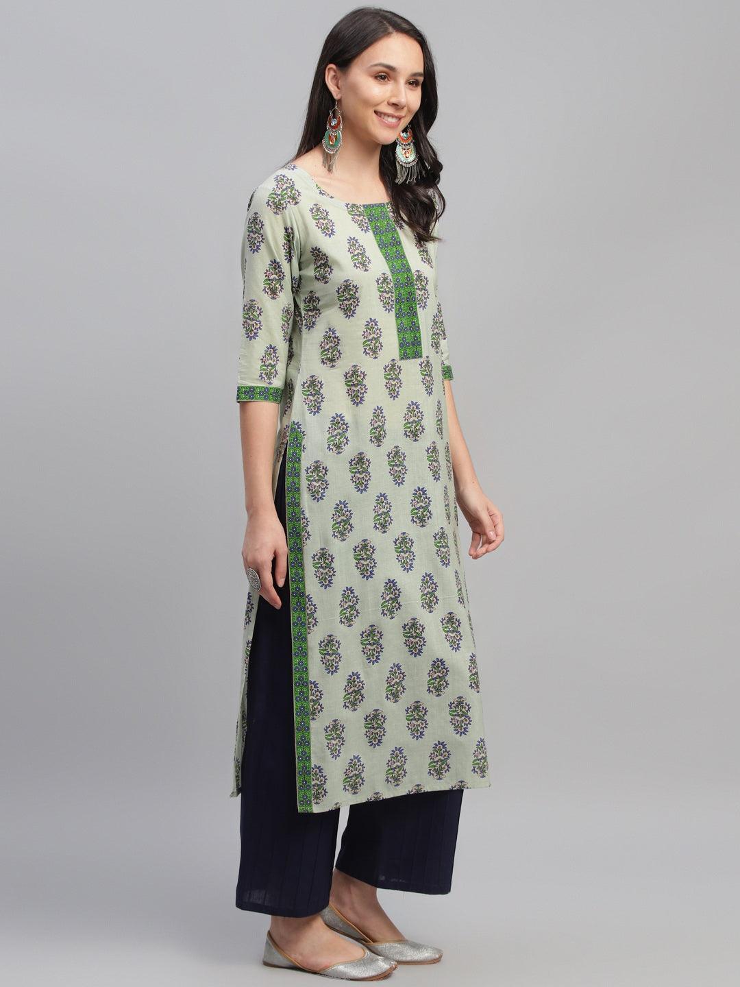 Multicoloured Printed Cotton Kurta - ShopLibas