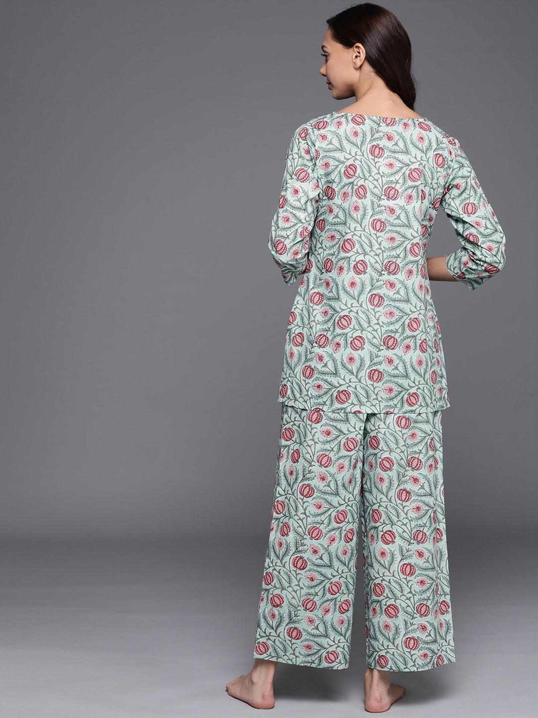 Multicoloured Printed Cotton Night Suit - ShopLibas