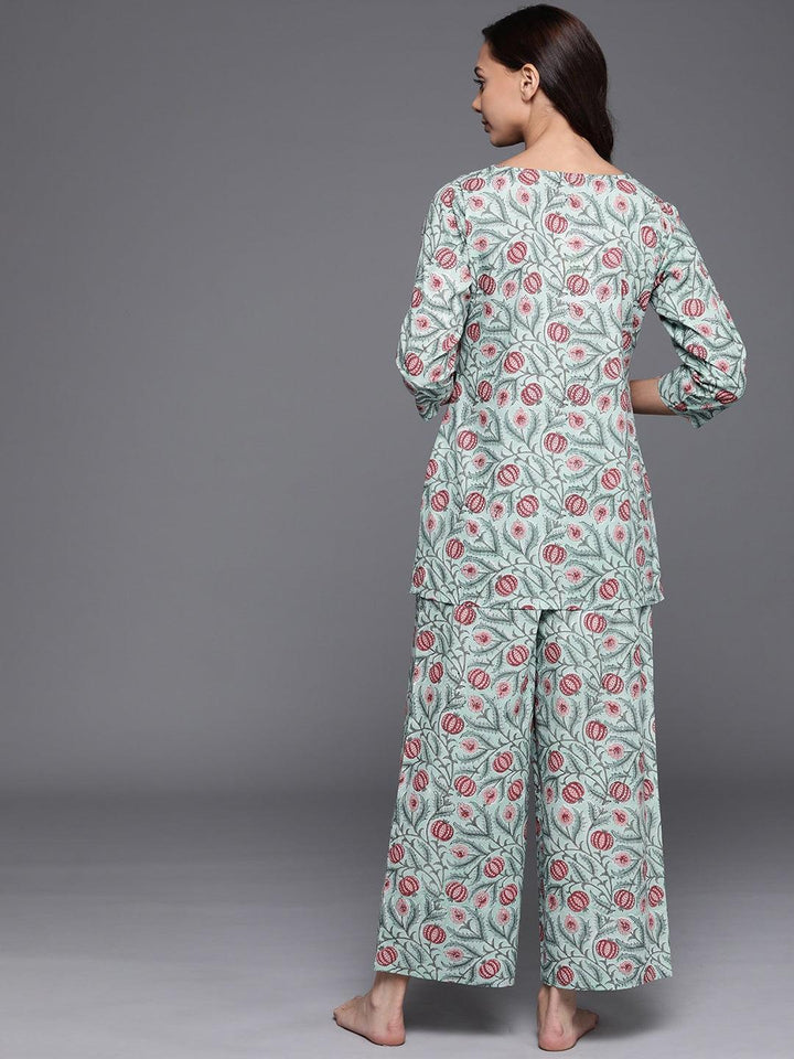 Multicoloured Printed Cotton Night Suit