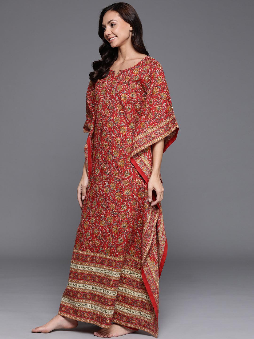 Multicoloured Printed Cotton Nightdress - ShopLibas