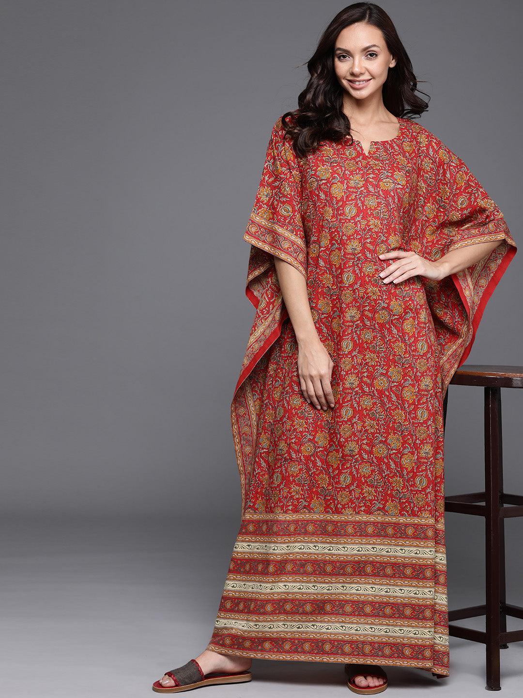 Multicoloured Printed Cotton Nightdress - ShopLibas