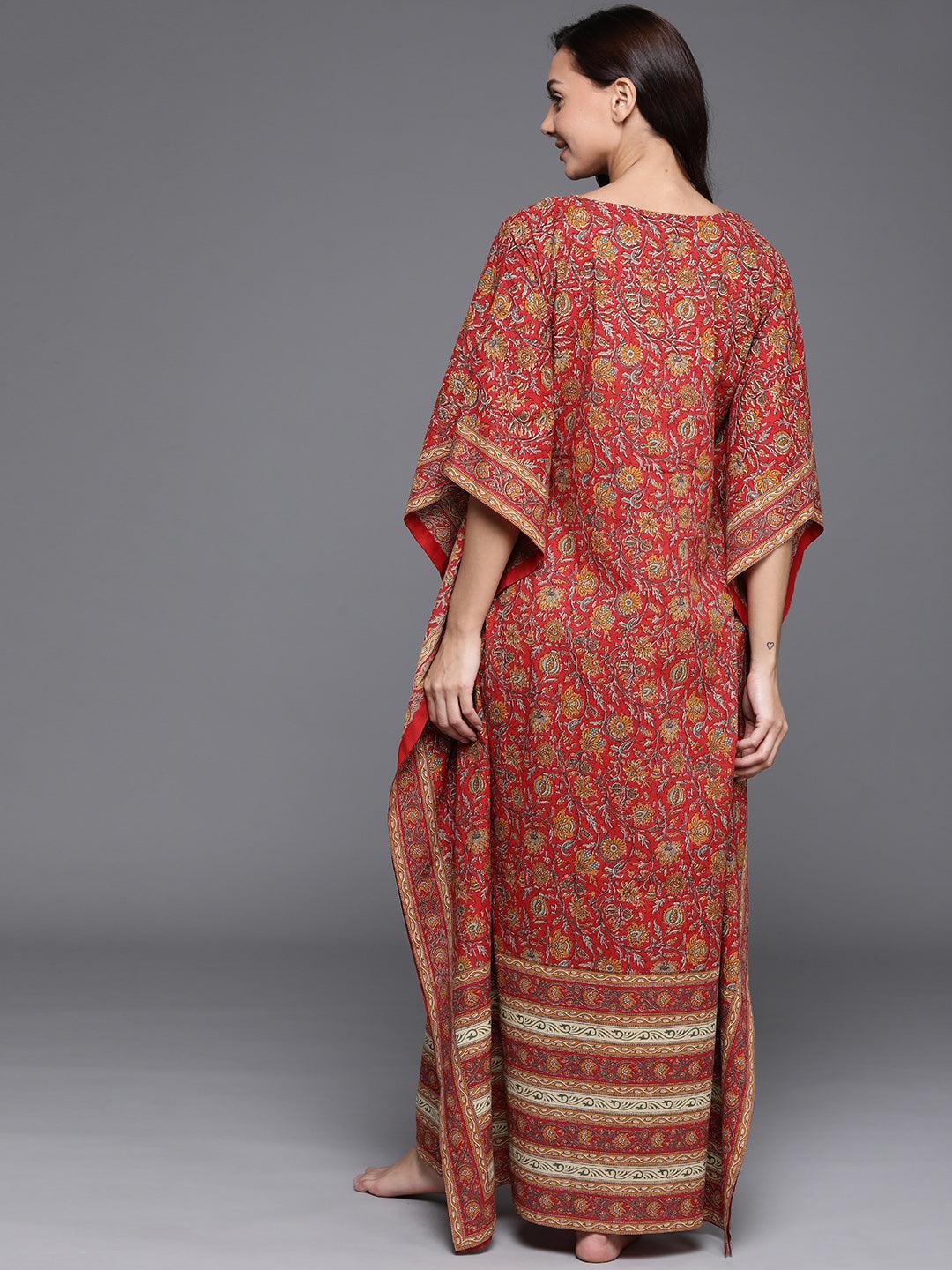 Multicoloured Printed Cotton Nightdress - ShopLibas