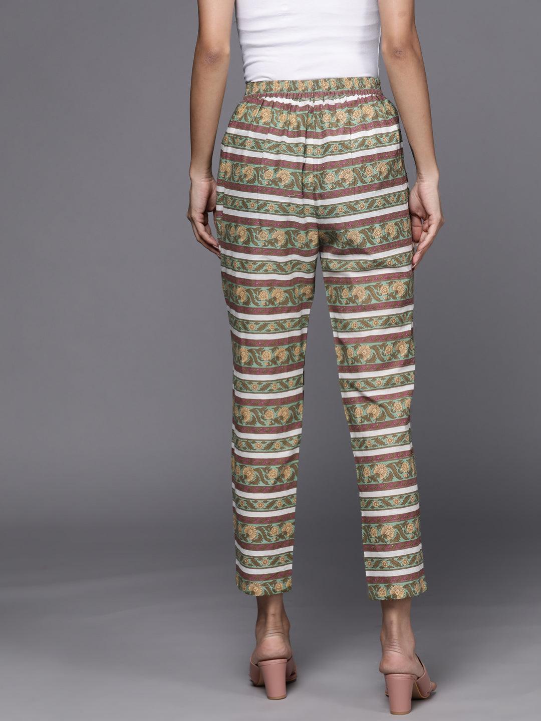 Multicoloured Printed Cotton Trousers - ShopLibas