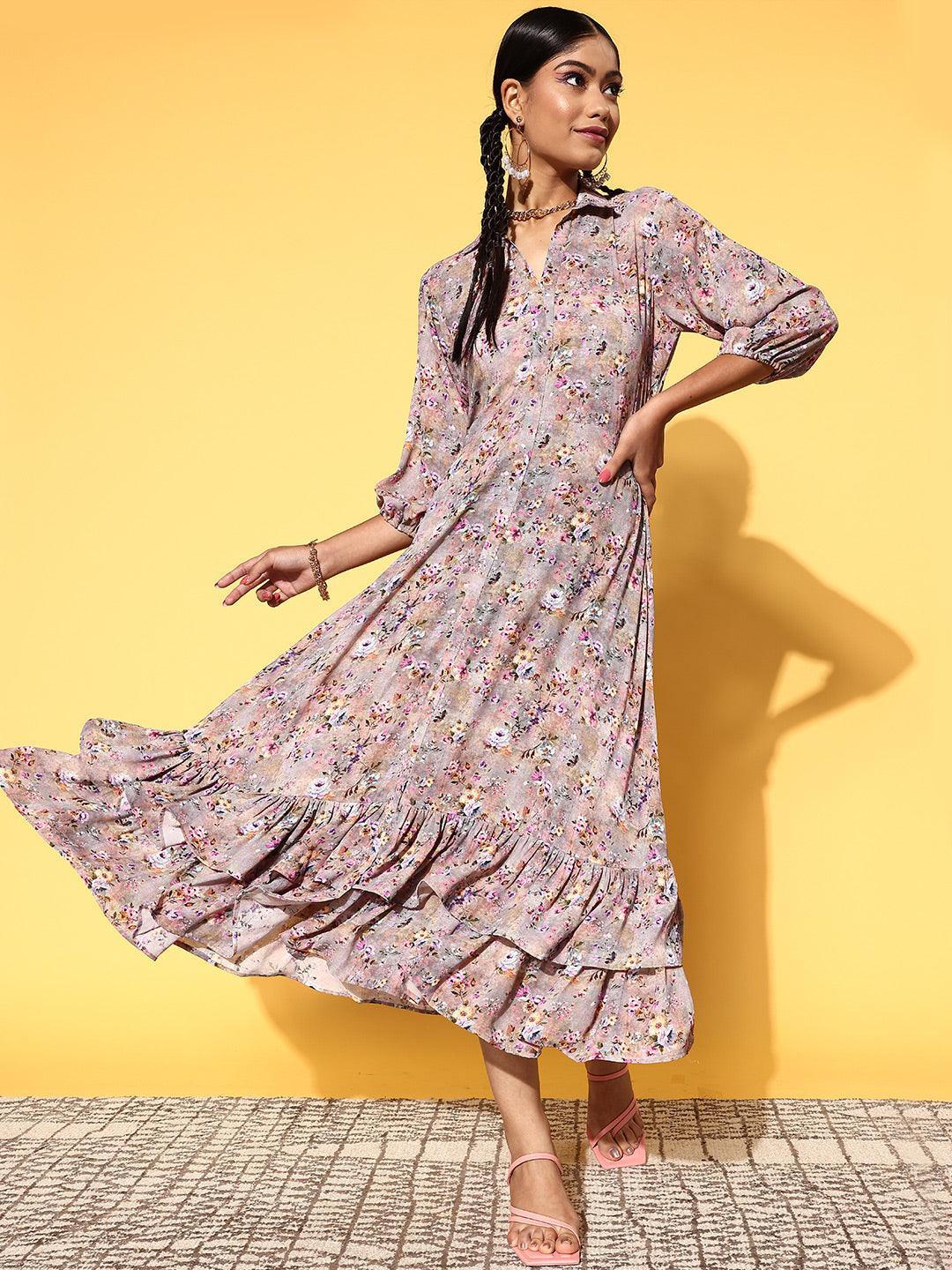 Buy Multicoloured Printed Georgette A-Line Dress Online in USA at $30.00 | Libas Buy Multicoloured Printed Georgette A-Line Dress Online in USA at $30.00 | Libas