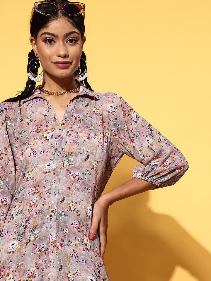 Multicoloured Printed Georgette A-Line Dress