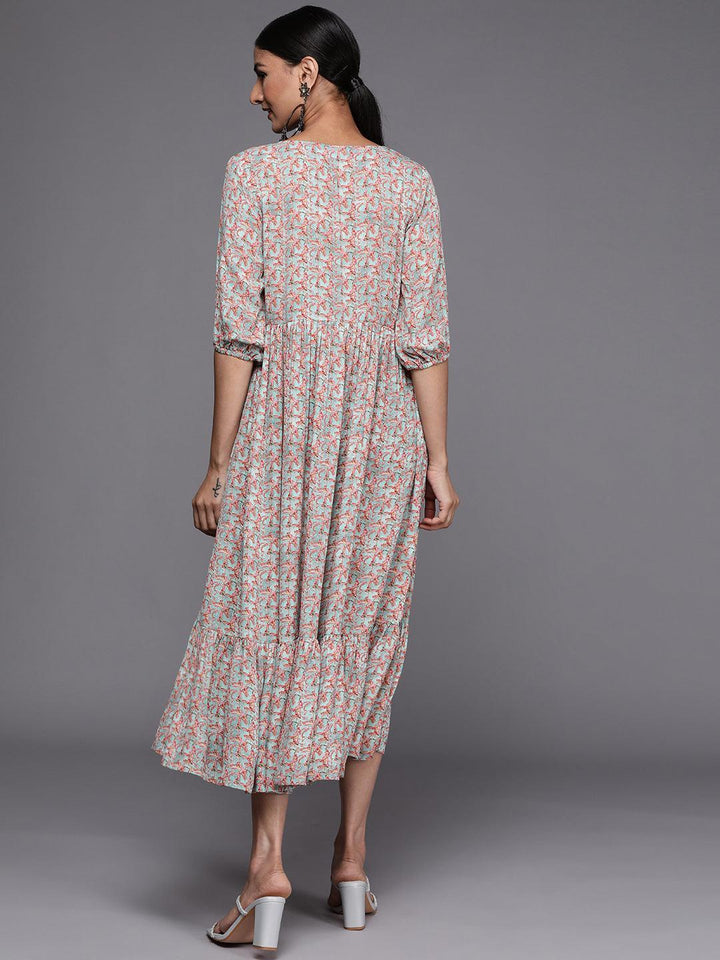 Multicoloured Printed Georgette Fit and Flared Dress