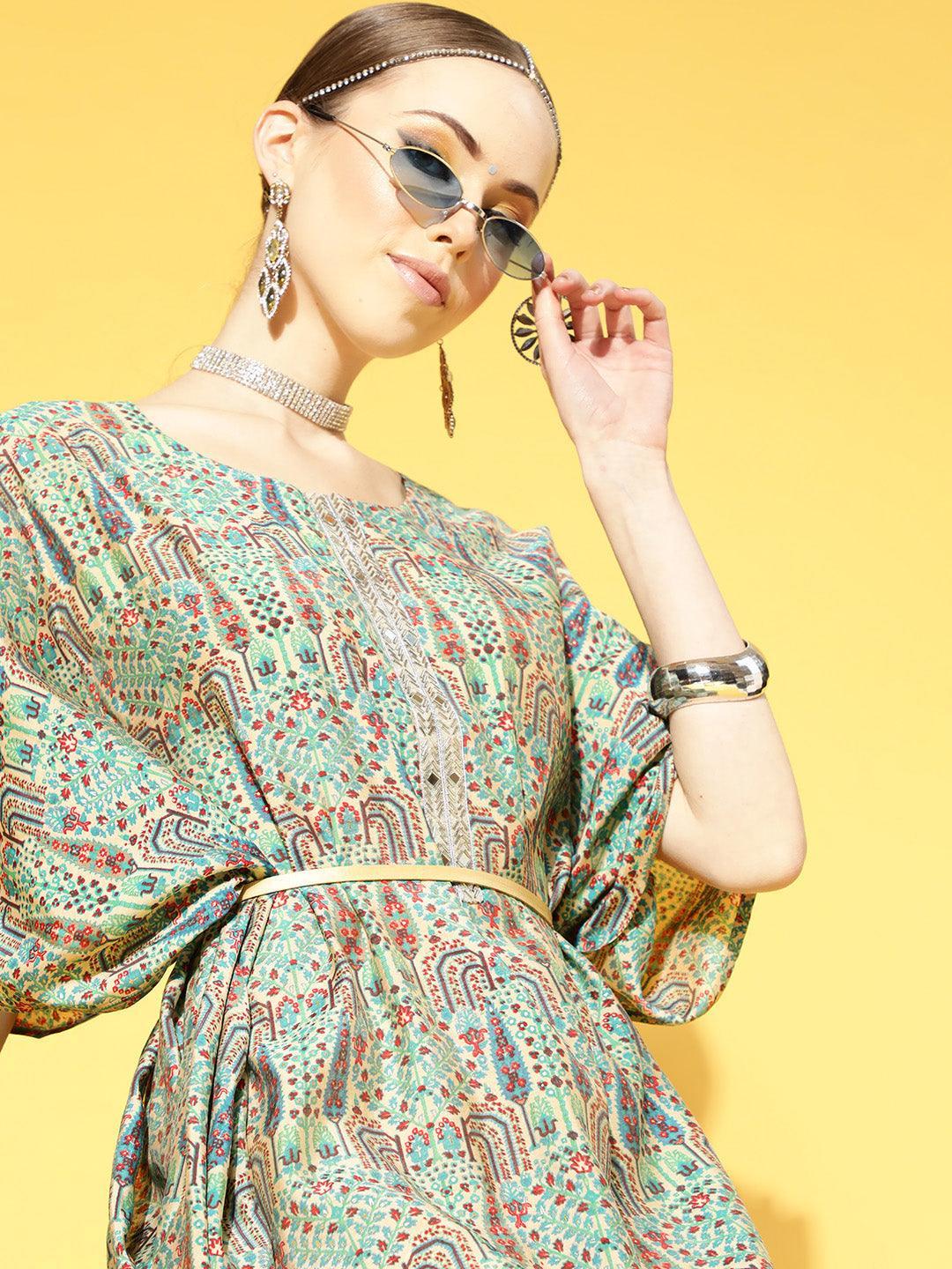 Multicoloured Printed Silk Blend Dress - Libas