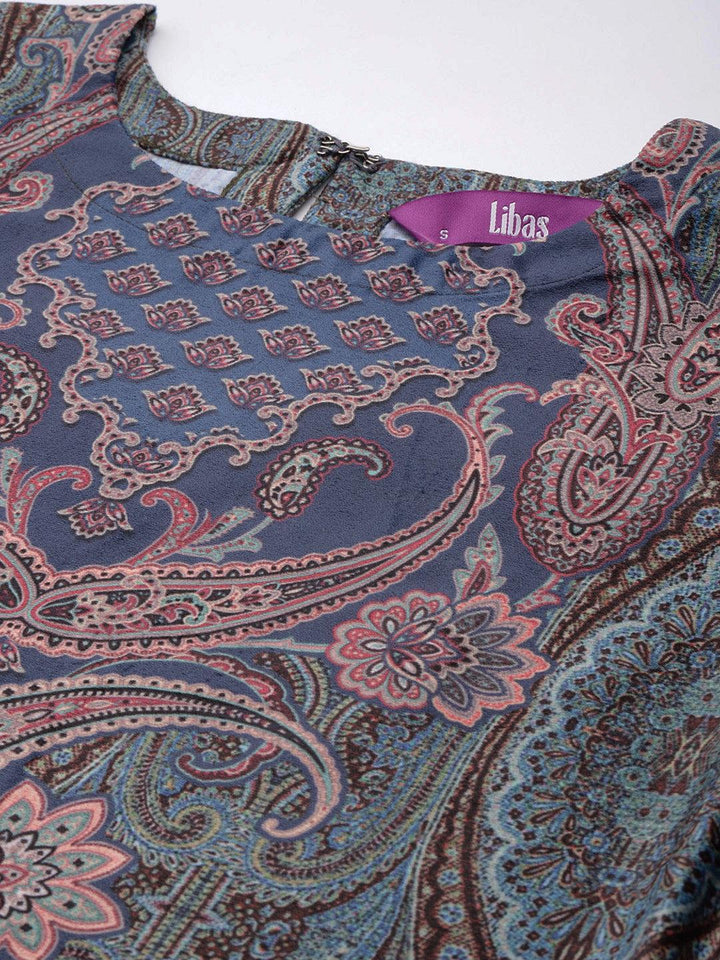 Multicoloured Printed Velvet Straight Kurta