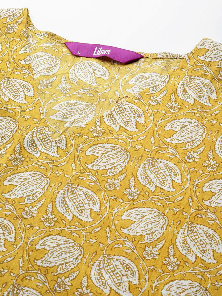 Mustard Printed Cotton Night Suit