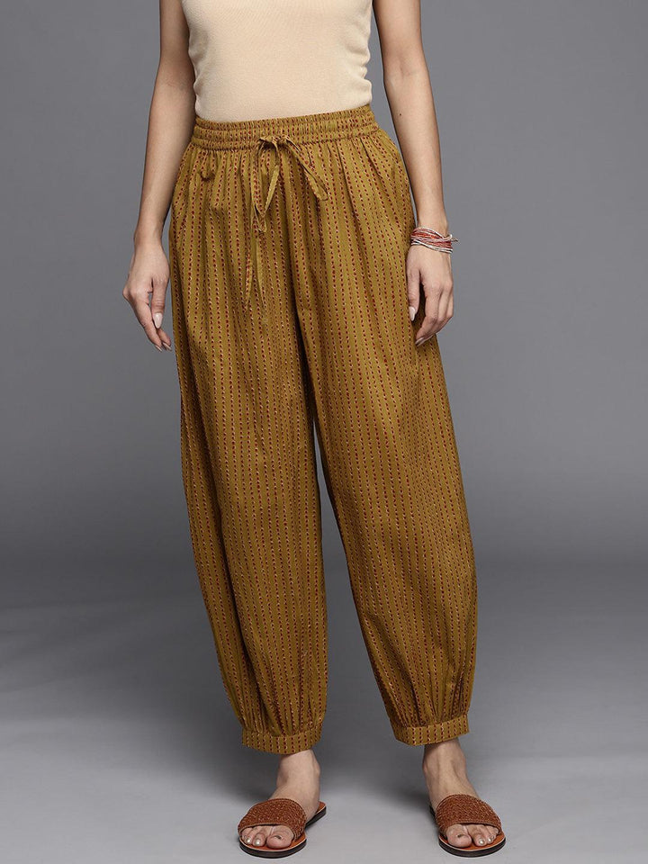 Mustard Printed Cotton Salwar Pants