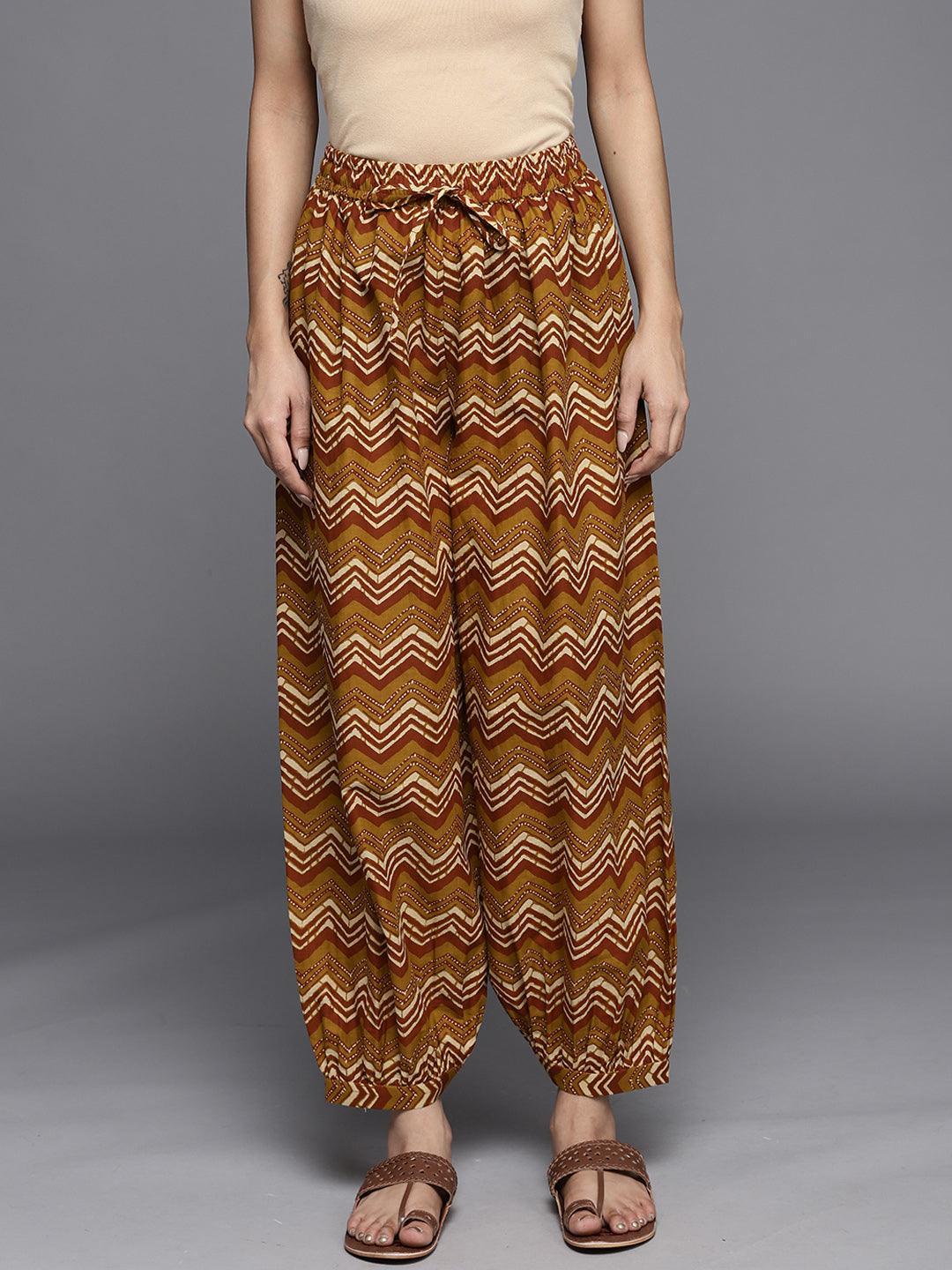 Mustard Printed Cotton Salwar Pants - ShopLibas