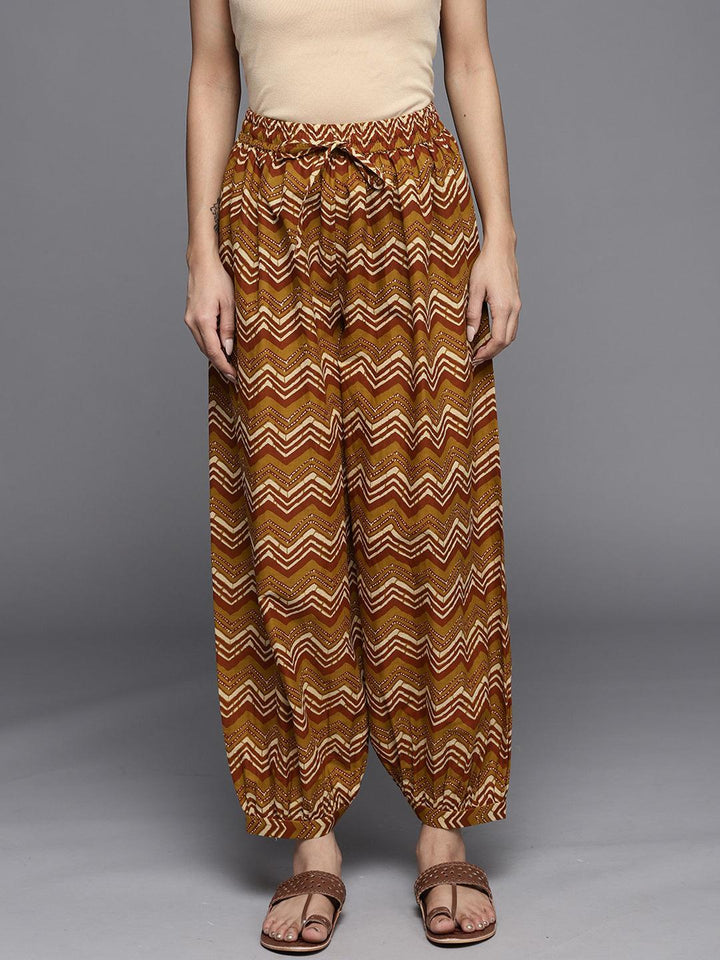 Mustard Printed Cotton Salwar Pants