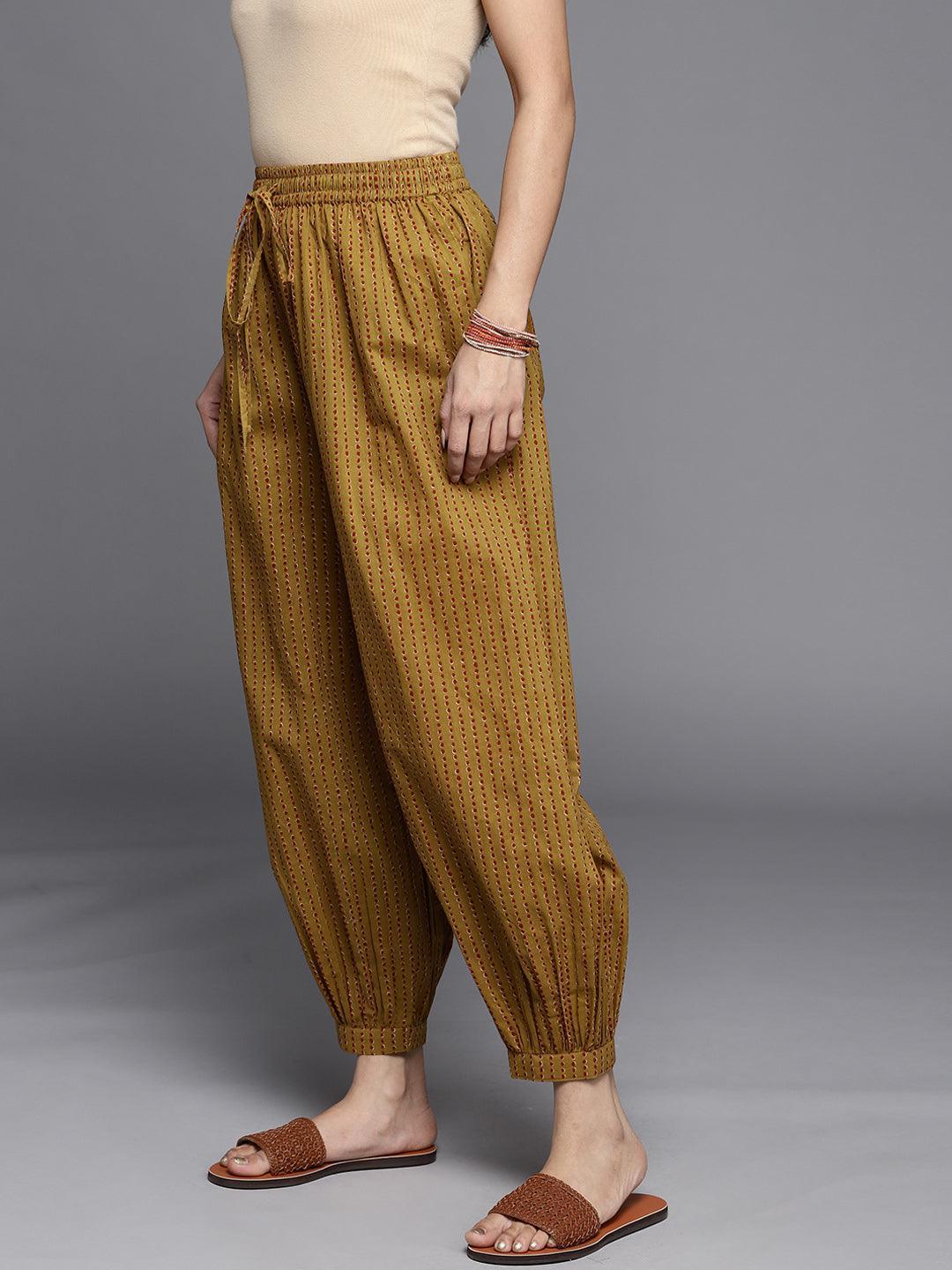 Mustard Printed Cotton Salwar Pants - ShopLibas