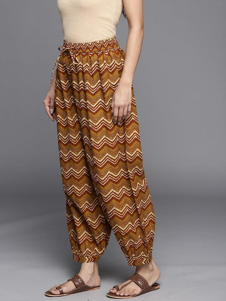 Mustard Printed Cotton Salwar Pants