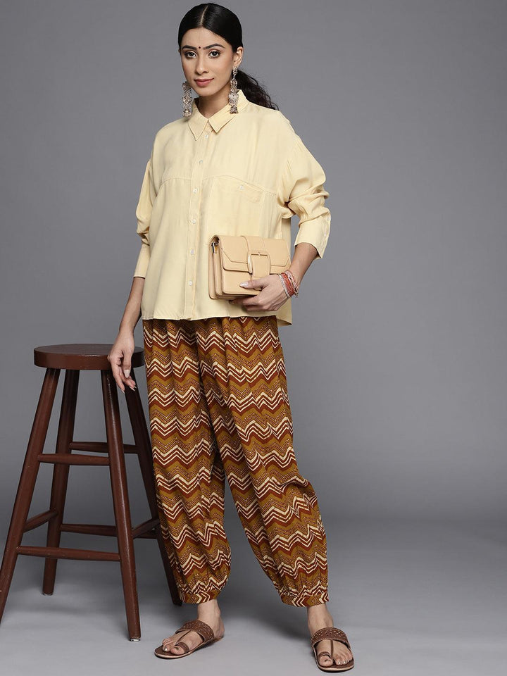 Mustard Printed Cotton Salwar Pants