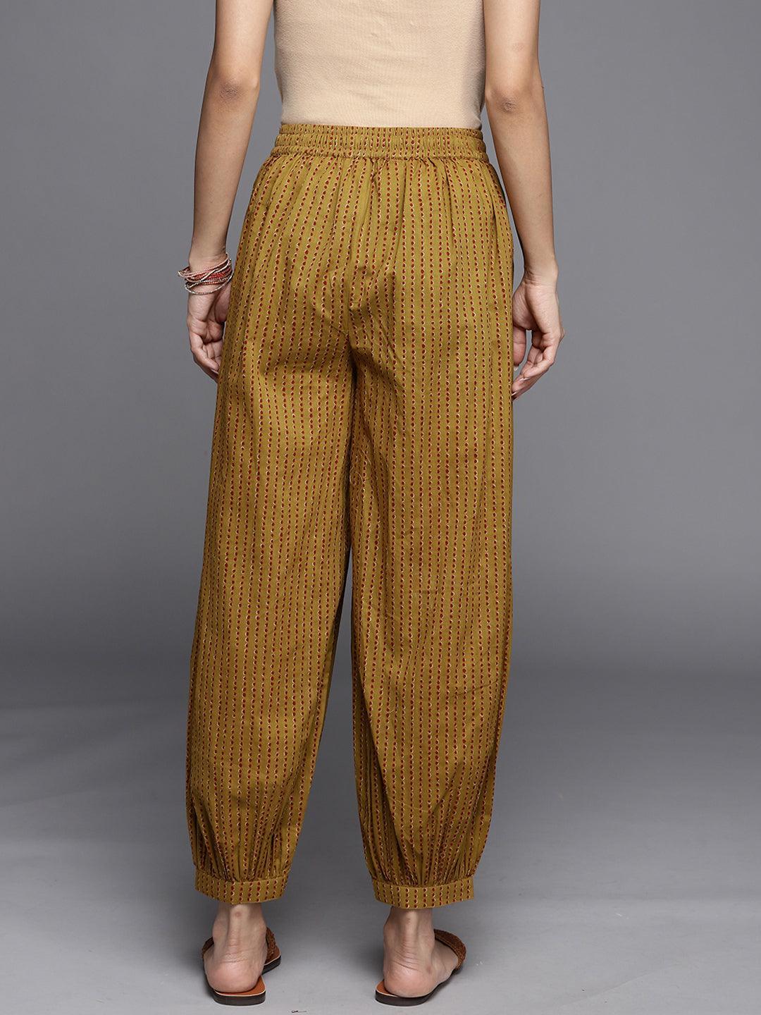 Mustard Printed Cotton Salwar Pants - ShopLibas