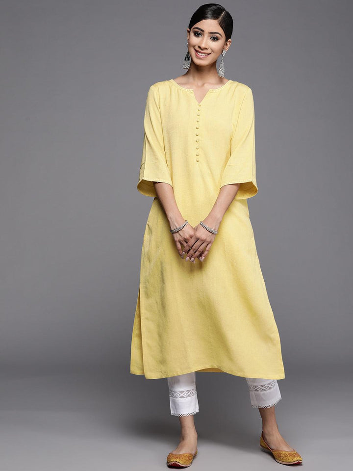 Mustard Solid Rayon Kurta