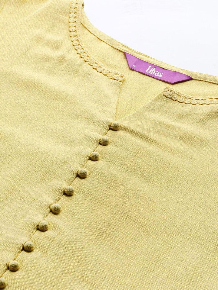 Mustard Solid Rayon Kurta