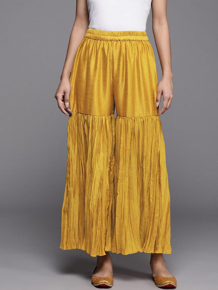 Mustard Solid Silk Palazzos